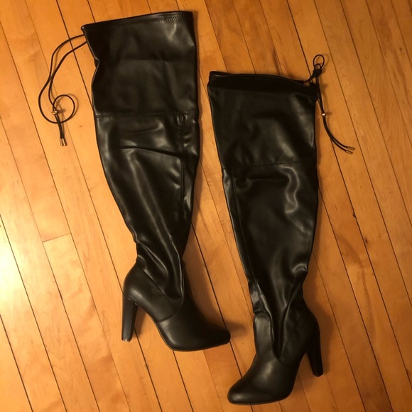 thigh high pleather boots